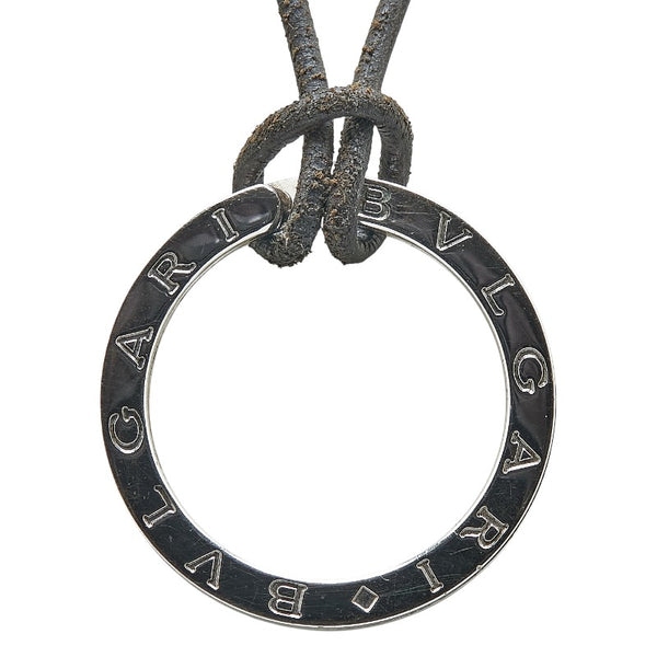 ブルガリ ブルガリ ブルガリ キーリング ネックレス シルバー ブラック SV925 シルバー レザー レディース BVLGARI 【中古】