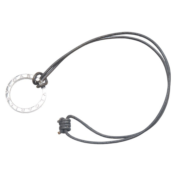 ブルガリ ブルガリ ブルガリ キーリング ネックレス シルバー ブラック SV925 シルバー レザー レディース BVLGARI 【中古】