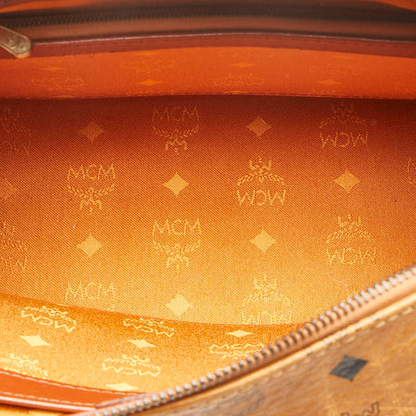 エム シー エム ヴィセトス ロゴグラム ボストンバッグ ブラウン PVC レザー レディース MCM 【中古】