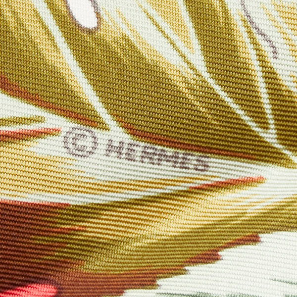 エルメス カレ90 L’ARBRE de SOiE 絹の木 桑の木と蚕 スカーフ ピンク グリーン シルク レディース HERMES 【中古】