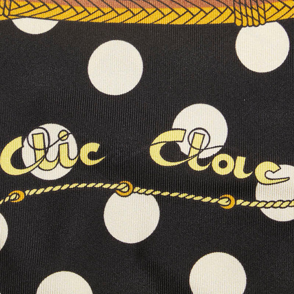 エルメス マキシツイリー Clic Clac a Pois クリック クラック ドット スカーフ イエロー ブラック シルク レディース HERMES 【中古】