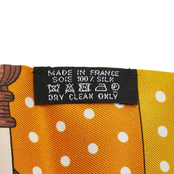 エルメス マキシツイリー Clic Clac a Pois クリック クラック ドット スカーフ イエロー ブラック シルク レディース HERMES 【中古】