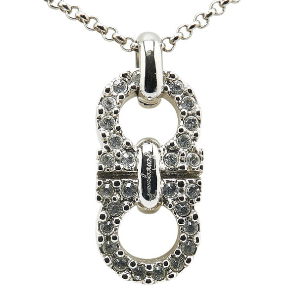 サルヴァトーレフェラガモ ガンチーニ ラインストーン ネックレス シルバー メタル レディース Salvatore Ferragamo 【中古】