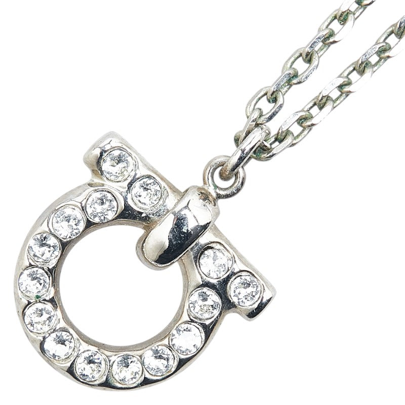 サルヴァトーレフェラガモ ガンチーニ ラインストーン ネックレス シルバー メタル レディース Salvatore Ferragamo 【中古】