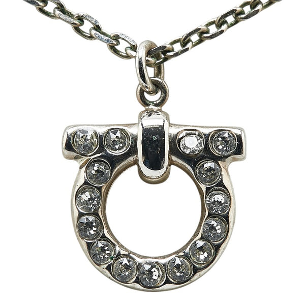 サルヴァトーレフェラガモ ガンチーニ ラインストーン ネックレス シルバー メタル レディース Salvatore Ferragamo 【中古】