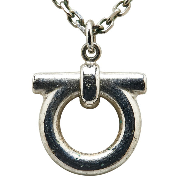 サルヴァトーレフェラガモ ガンチーニ ラインストーン ネックレス シルバー メタル レディース Salvatore Ferragamo 【中古】