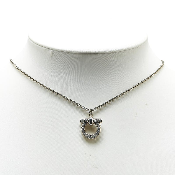 サルヴァトーレフェラガモ ガンチーニ ラインストーン ネックレス シルバー メタル レディース Salvatore Ferragamo 【中古】