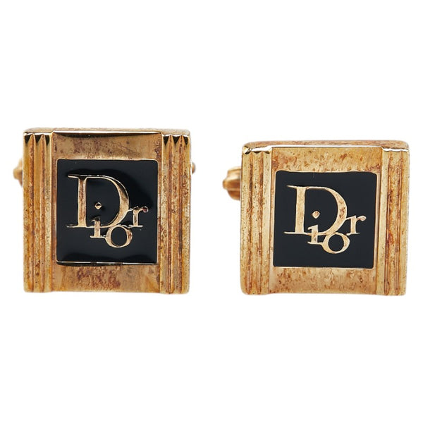 ディオール ロゴ カフス ゴールド ブラック メッキ レディース Dior 【中古】