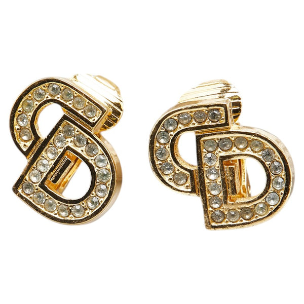 ディオール CDロゴ ラインストーン イヤリング ゴールド メッキ レディース Dior 【中古】