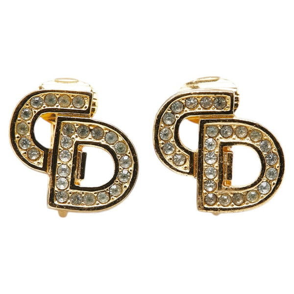 ディオール CDロゴ ラインストーン イヤリング ゴールド メッキ レディース Dior 【中古】