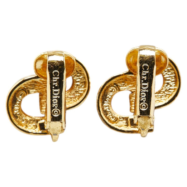 ディオール CDロゴ ラインストーン イヤリング ゴールド メッキ レディース Dior 【中古】