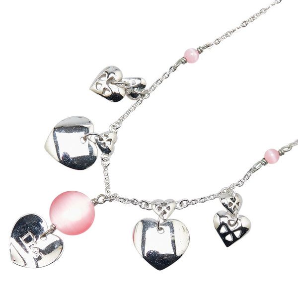 ディオール ハート モチーフ ネックレス シルバー ピンク メタル レディース Dior 【中古】
