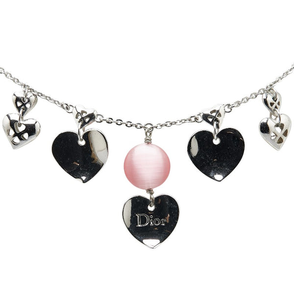 ディオール ハート モチーフ ネックレス シルバー ピンク メタル レディース Dior 【中古】
