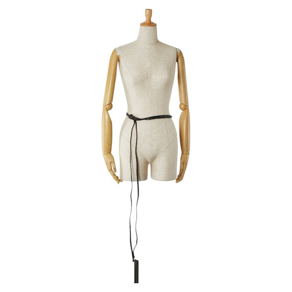 グッチ 編み ベルト 105339 214351 ブラック レザー レディース GUCCI 【中古】