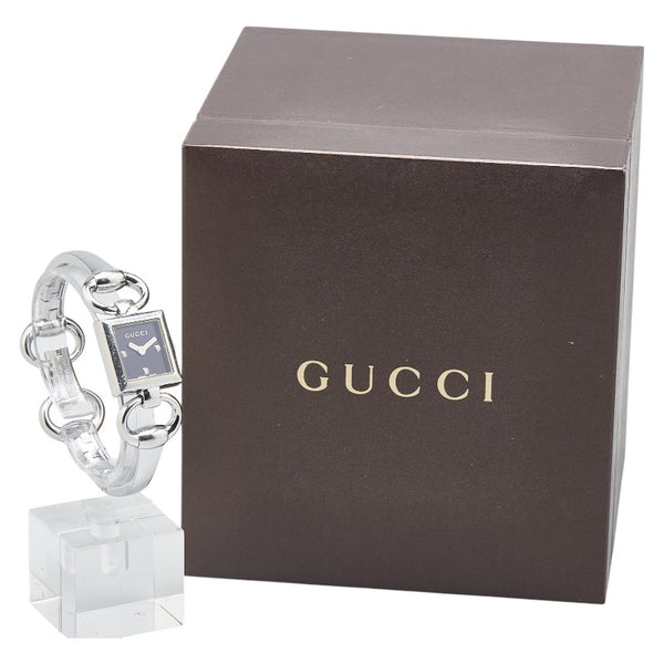 グッチ トルナヴォーニ 3Pダイヤ 腕時計 120 クオーツ ブラック文字盤 ステンレススチール レディース GUCCI 【中古】
