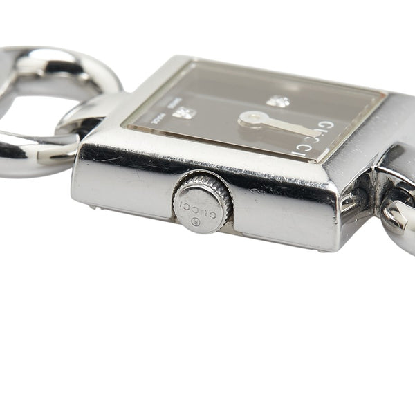 グッチ トルナヴォーニ 3Pダイヤ 腕時計 120 クオーツ ブラック文字盤 ステンレススチール レディース GUCCI 【中古】