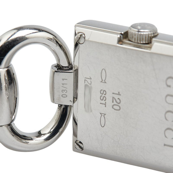 グッチ トルナヴォーニ 3Pダイヤ 腕時計 120 クオーツ ブラック文字盤 ステンレススチール レディース GUCCI 【中古】