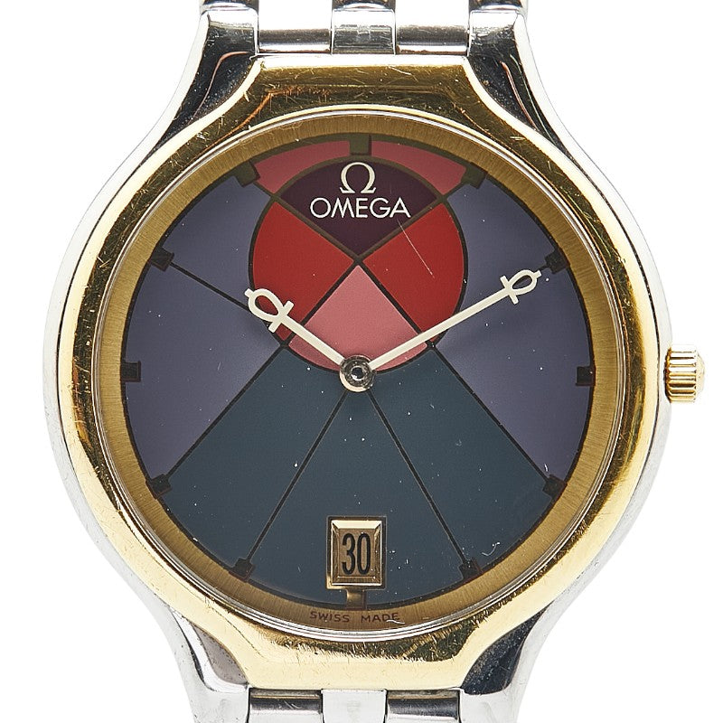 オメガ デビル  腕時計 196.0316 クオーツ パープル文字盤 ステンレススチール K18YG イエローゴールド レディース OMEGA 【中古】