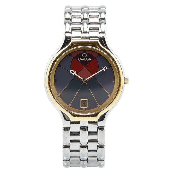 オメガ デビル  腕時計 196.0316 クオーツ パープル文字盤 ステンレススチール K18YG イエローゴールド レディース OMEGA 【中古】