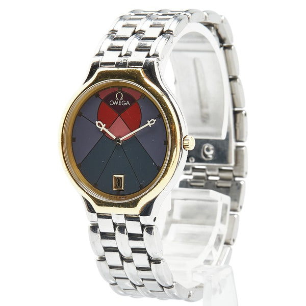 オメガ デビル  腕時計 196.0316 クオーツ パープル文字盤 ステンレススチール K18YG イエローゴールド レディース OMEGA 【中古】