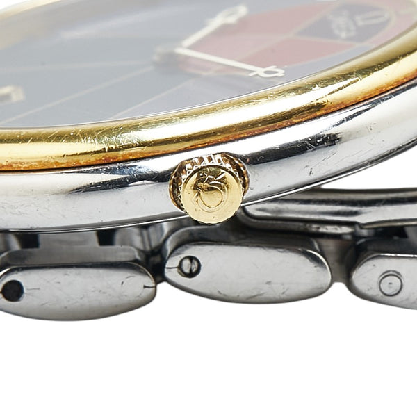 オメガ デビル  腕時計 196.0316 クオーツ パープル文字盤 ステンレススチール K18YG イエローゴールド レディース OMEGA 【中古】