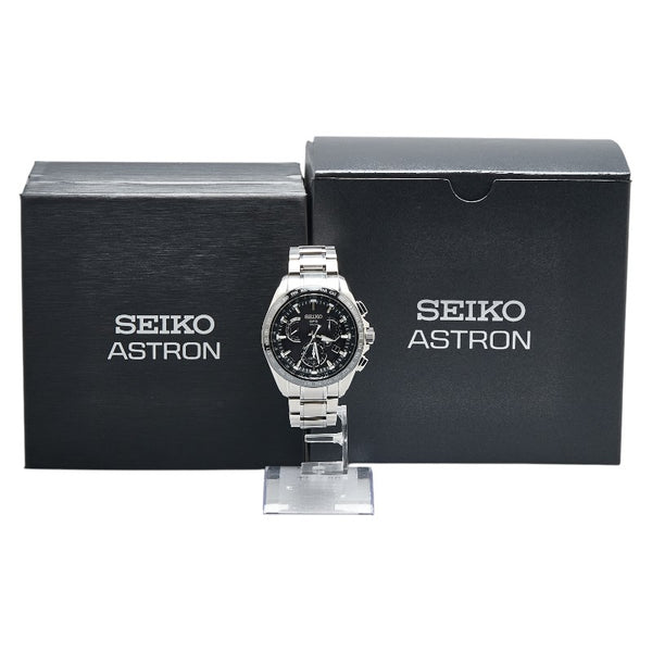 セイコー アストロン 腕時計 8X53-0AB0-2 ソーラー電波時計 ネイビー文字盤 セラミック チタン メンズ SEIKO 【中古】