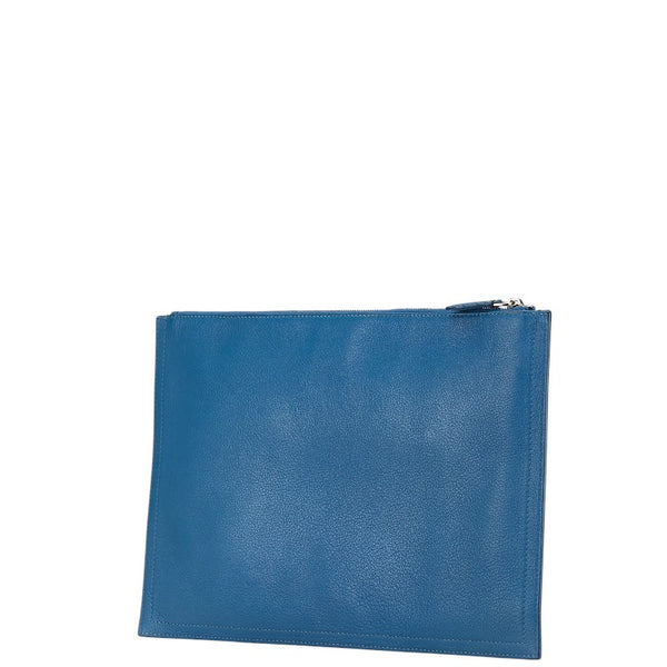 ジバンシー ロゴ クラッチバッグ ブルー レザー レディース Givenchy 【中古】
