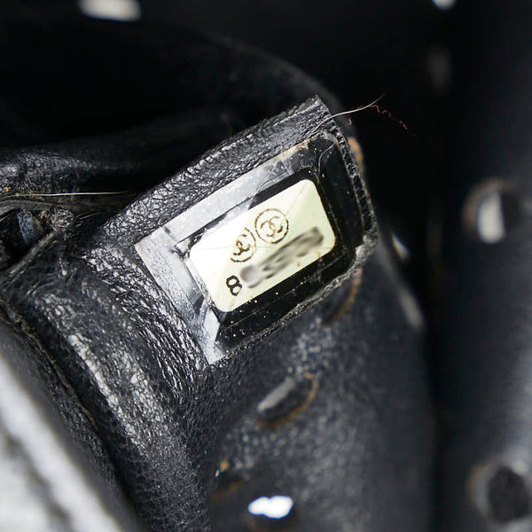 シャネル ココマーク パンチング チェーン ハンドバッグ ブラック キャビアスキン プラスチック レディース CHANEL 【中古】