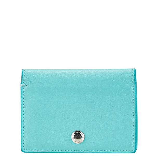 ティファニー カードケース 名刺入れ ライトブルー レザー レディース TIFFANY&Co. 【中古】