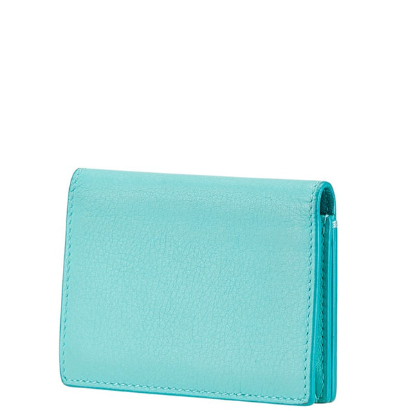 ティファニー カードケース 名刺入れ ライトブルー レザー レディース TIFFANY&Co. 【中古】