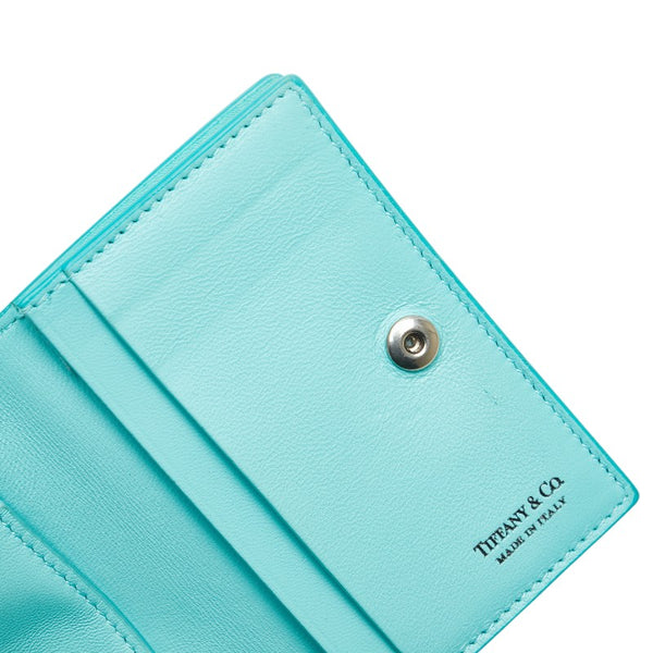 ティファニー カードケース 名刺入れ ライトブルー レザー レディース TIFFANY&Co. 【中古】