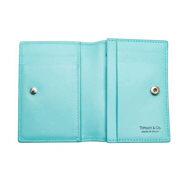 ティファニー カードケース 名刺入れ ライトブルー レザー レディース TIFFANY&Co. 【中古】