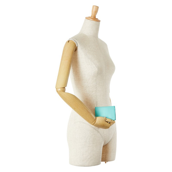 ティファニー カードケース 名刺入れ ライトブルー レザー レディース TIFFANY&Co. 【中古】