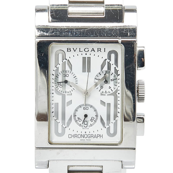 ブルガリ レッタンゴロ 腕時計 RTC49S クオーツ ホワイト文字盤 ステンレススチール メンズ BVLGARI 【中古】