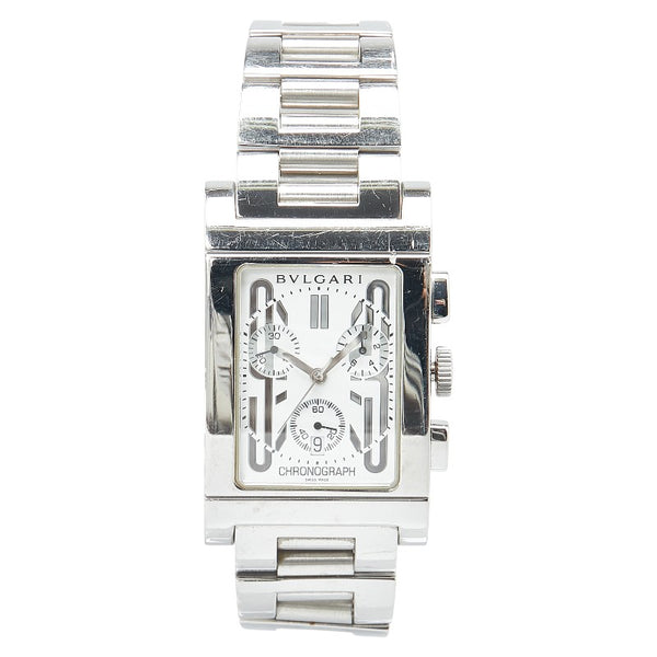ブルガリ レッタンゴロ 腕時計 RTC49S クオーツ ホワイト文字盤 ステンレススチール メンズ BVLGARI 【中古】