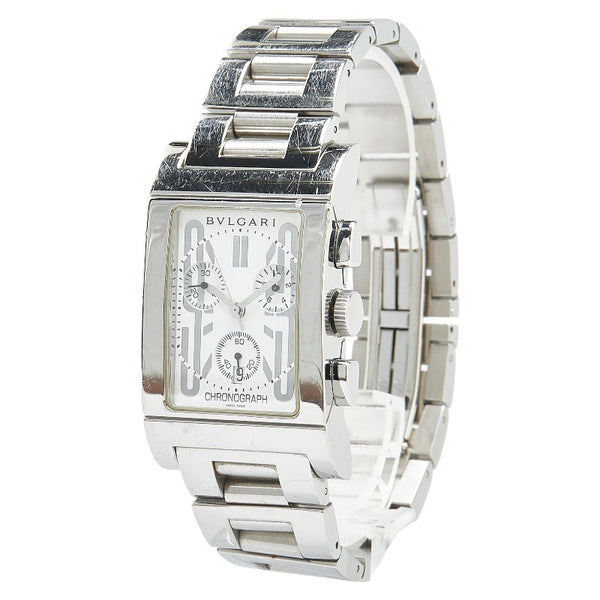 ブルガリ レッタンゴロ 腕時計 RTC49S クオーツ ホワイト文字盤 ステンレススチール メンズ BVLGARI 【中古】