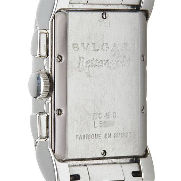 ブルガリ レッタンゴロ 腕時計 RTC49S クオーツ ホワイト文字盤 ステンレススチール メンズ BVLGARI 【中古】