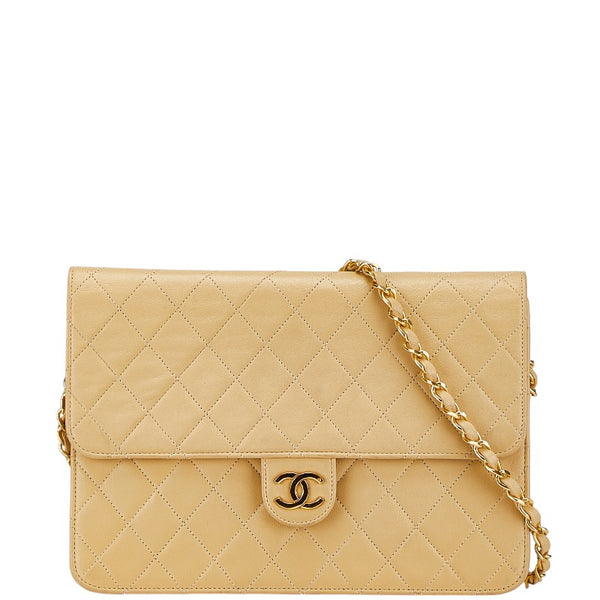 シャネル マトラッセ ココマーク チェーン ショルダーバッグ ベージュ レザー レディース CHANEL 【中古】