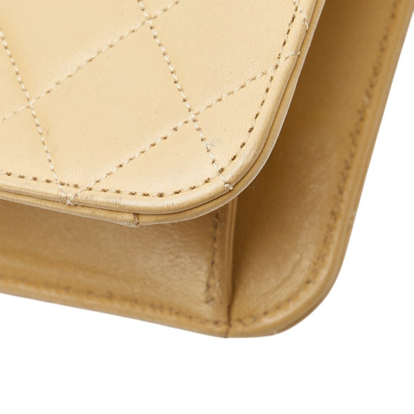 シャネル マトラッセ ココマーク チェーン ショルダーバッグ ベージュ レザー レディース CHANEL 【中古】