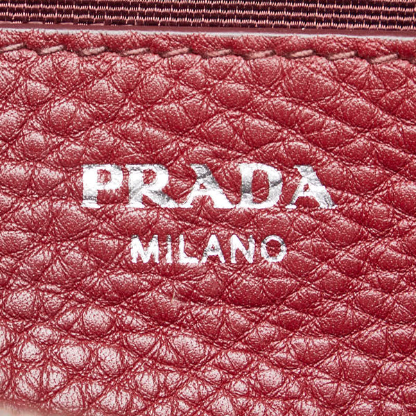 プラダ 三角ロゴプレート ハンドバッグ ショルダーバッグ 2WAY レッド ボルト レザー レディース PRADA 【中古】