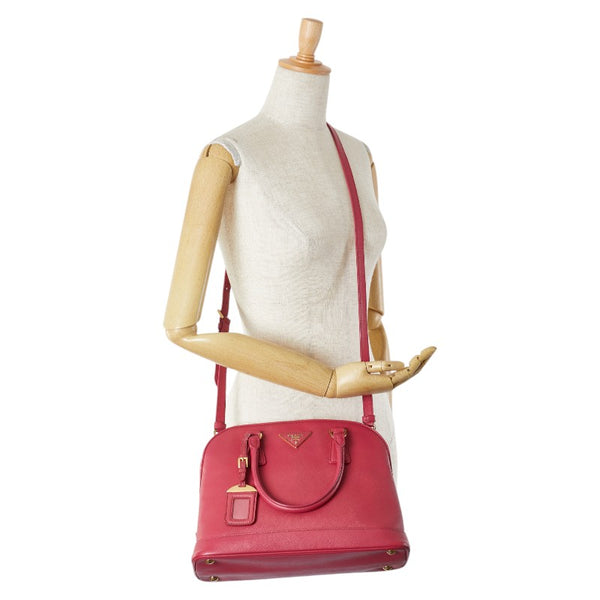 プラダ 三角ロゴプレート ハンドバッグ ショルダーバッグ 2WAY ピンク レザー レディース PRADA 【中古】