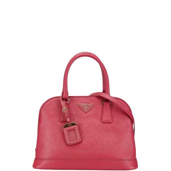 プラダ 三角ロゴプレート ハンドバッグ ショルダーバッグ 2WAY ピンク レザー レディース PRADA 【中古】