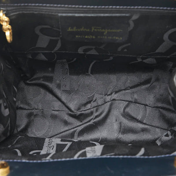 サルヴァトーレフェラガモ ヴァラリボン ハンドバッグ ショルダーバッグ 2WAY ブラック レザー レディース Salvatore Ferragamo 【中古】