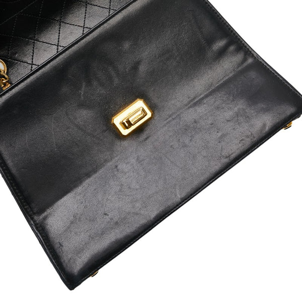 シャネル マトラッセ 斜め掛け チェーン ショルダーバッグ ブラック ラムスキン レディース CHANEL 【中古】