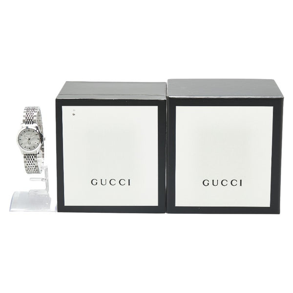 グッチ Gタイムレス 腕時計 YA1265028 クオーツ シルバー文字盤 ステンレススチール レディース GUCCI 【中古】