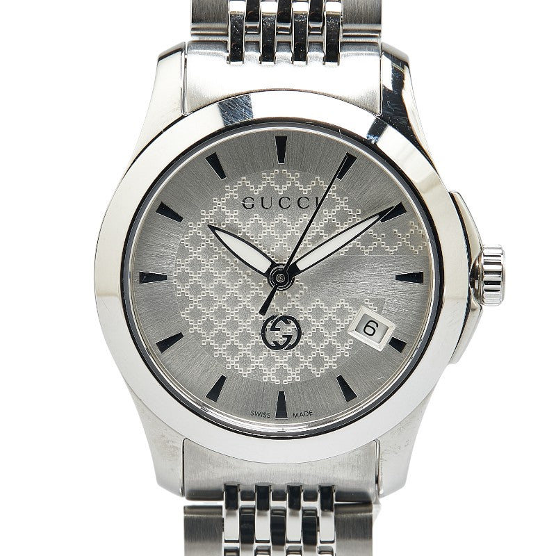 グッチ Gタイムレス 腕時計 YA1265028 クオーツ シルバー文字盤 ステンレススチール レディース GUCCI 【中古】