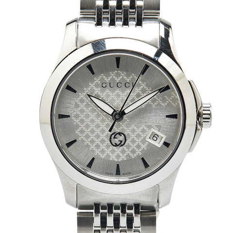 グッチ Gタイムレス 腕時計 YA1265028 クオーツ シルバー文字盤 ステンレススチール レディース GUCCI 【中古】