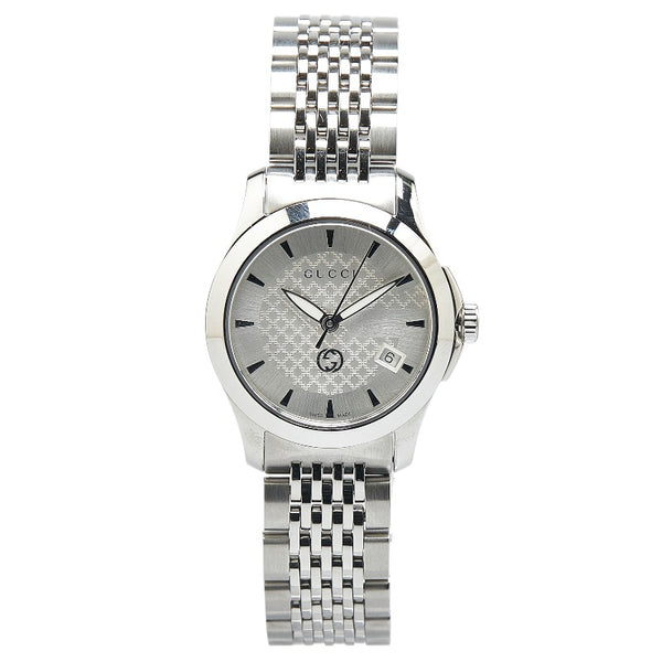 グッチ Gタイムレス 腕時計 YA1265028 クオーツ シルバー文字盤 ステンレススチール レディース GUCCI 【中古】