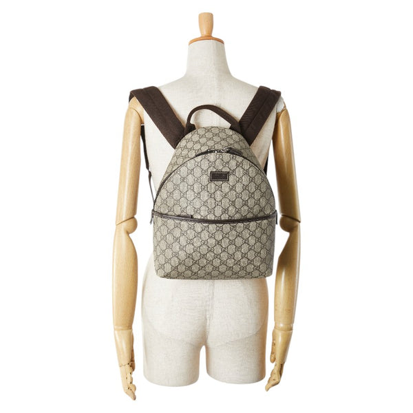 グッチ GGスプリーム リュック バックパック 271327 ベージュ ブラウン PVC レザー レディース GUCCI 【中古】