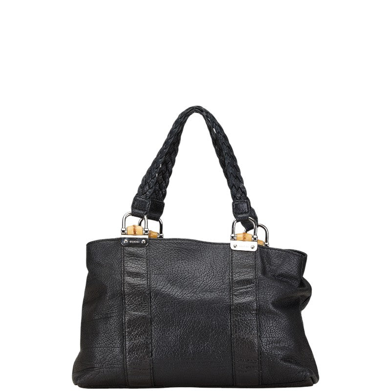 グッチ バンブー トートバッグ ショルダーバッグ 232947 ブラック レザー レディース GUCCI 【中古】